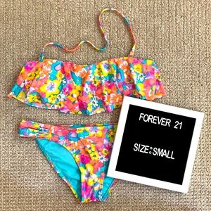 Forever 21 floral bandeau bikini set